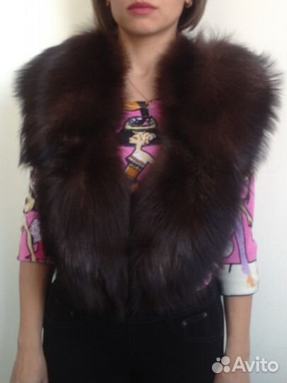 Горжетка новая, черно-бурая канадская лиса, 160x22