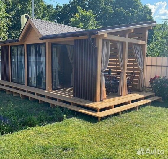 Каркасный дом баня беседка терраса