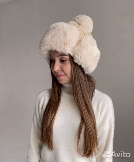 Шапка ушанка зимняя женская