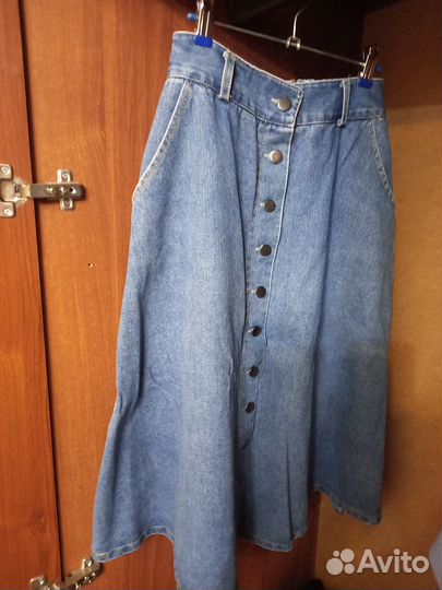 Джинсовая юбка с резинкой на поясе