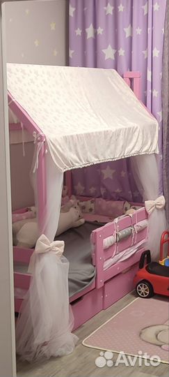 Кроватка домик 160 на 80 фуксия