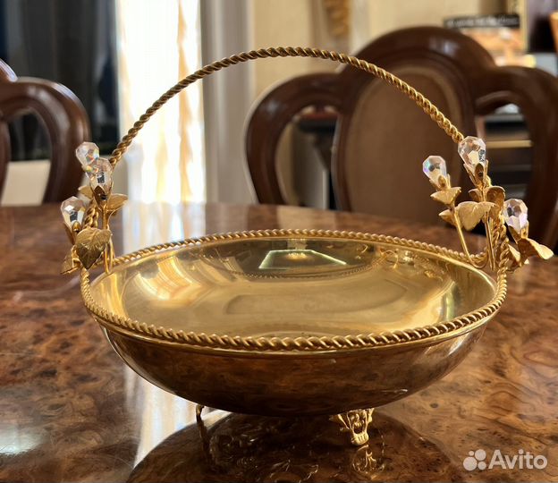 Ваза для фруктов золотая