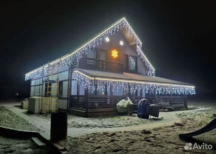 Украшение домов гирляндами