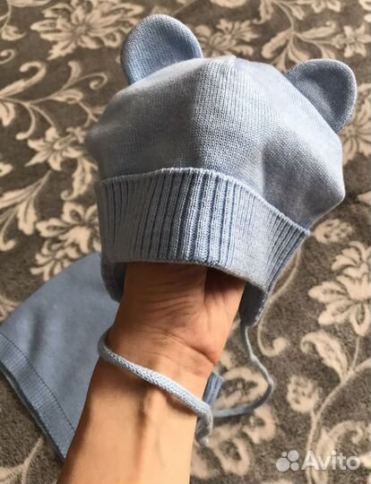 Шапка для мальчика 3-6 мес и снуд amarobaby