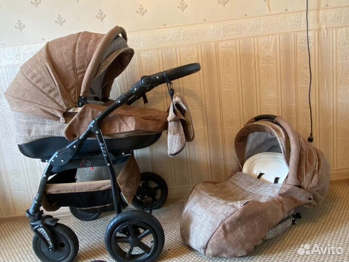 Коляска 2 в 1 Zipy коричневый/лен + автокрессло