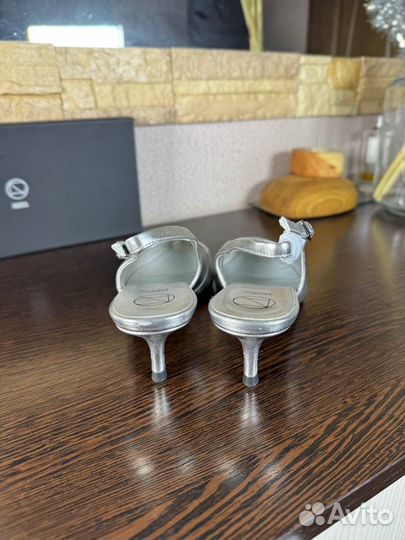Туфли слингбэки 36,5р Эконика Premium серебро нов