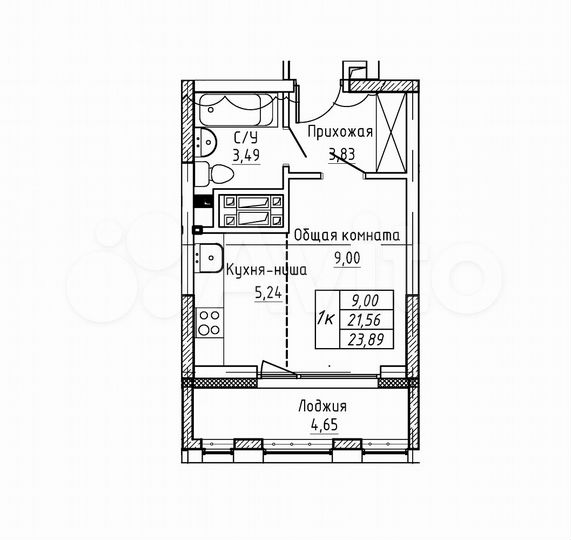 Квартира-студия, 23,9 м², 9/20 эт.