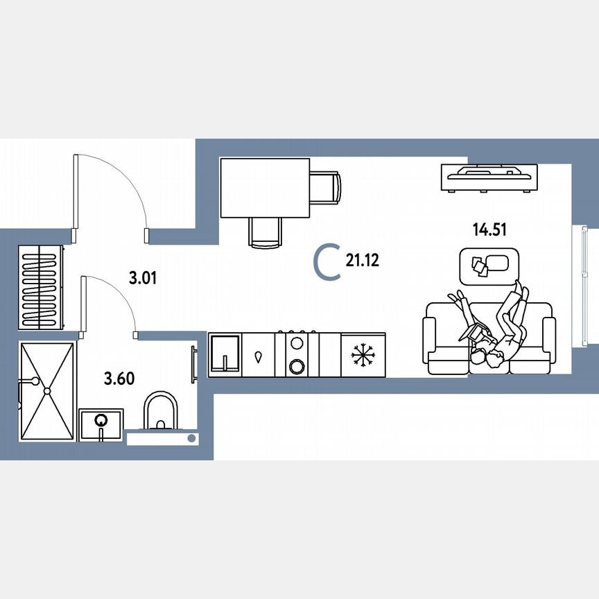 Квартира-студия, 21,1 м², 2/23 эт.