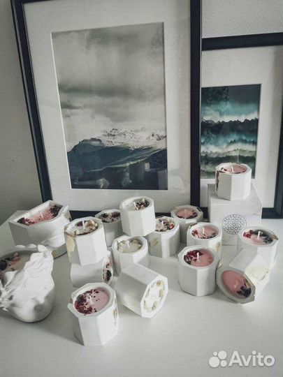 Свеча, свечи в гипсе, подарок