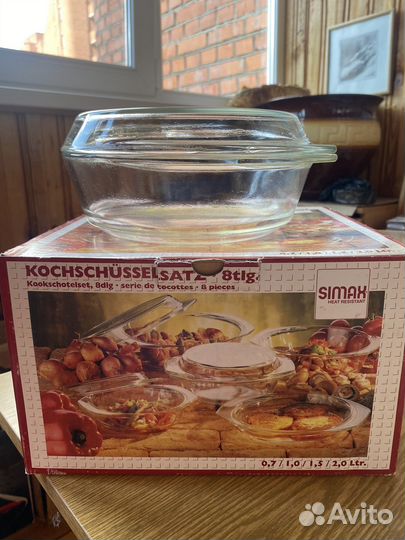 2 стеклянные кастрюли для свч