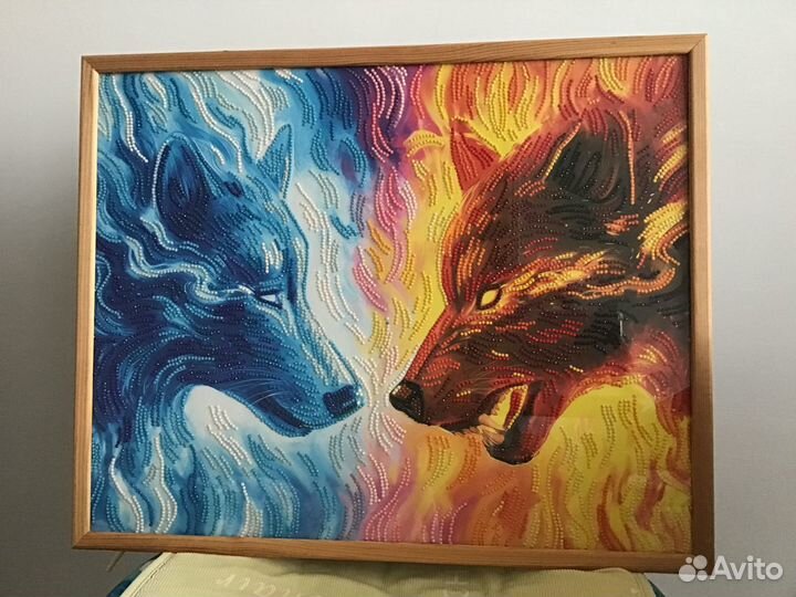 Картина из страз по номерам волки