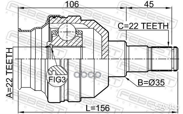 1011-T255LH шрус внутренний левый к-кт 22x35x2