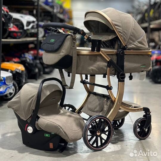 Новая коляска 3в1 luxmom 601a коричневая