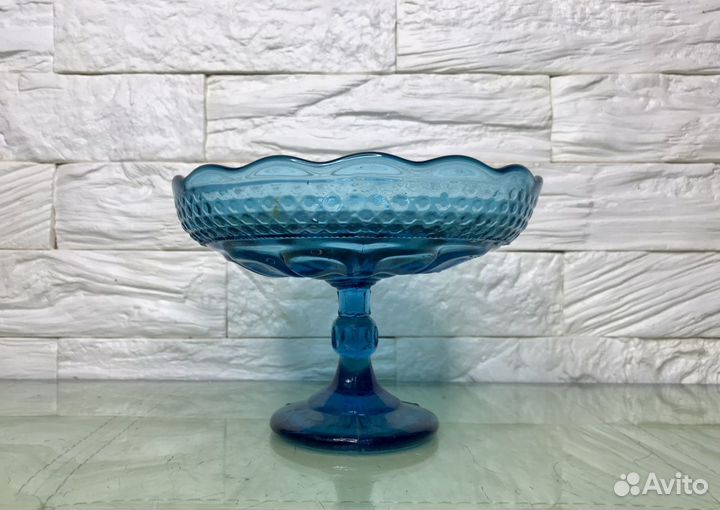 Ваза для фруктов купоросное стекло до 1917 Мальцов