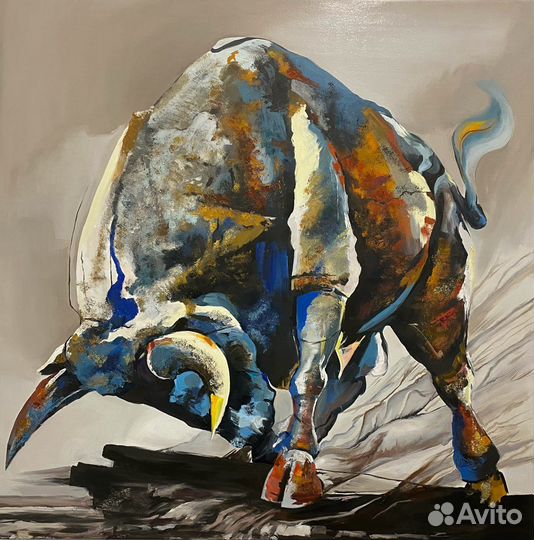 Интерьерная картина Бык на холсте