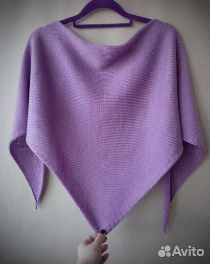 Косынка вязаная, бактус, треугольный платок