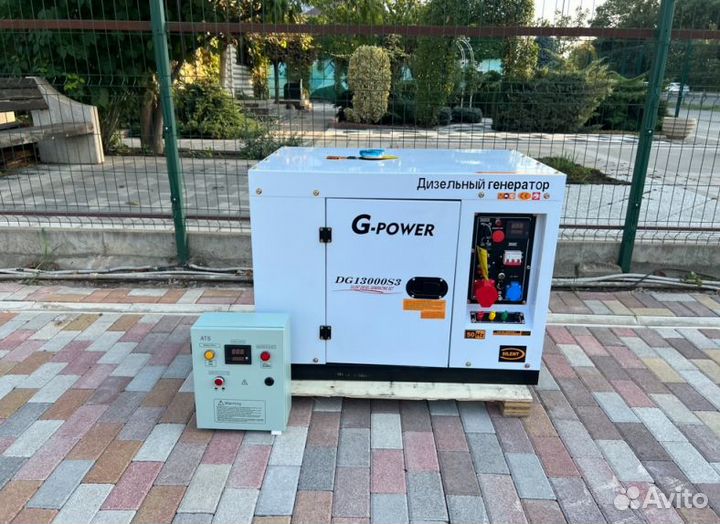 Дизельный генератор 12 kW G-power трехфазный DG130