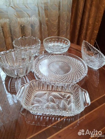 Хрустальные предметы сервировки. СССР. Винтаж
