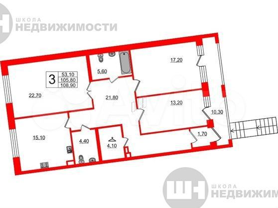 3-к. квартира, 108,3 м², 1/11 эт.