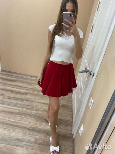 Мини юбка красная