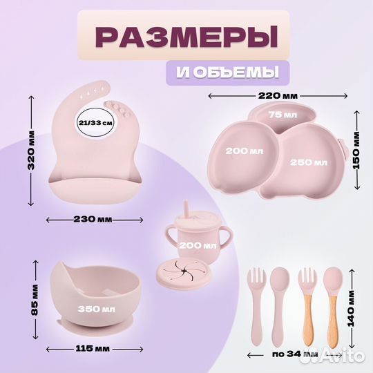 Набор детской силиконовой посуды подарочный