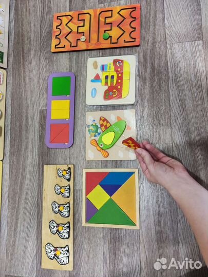 Развивающие деревянные игрушки, пазлы-вкладыши