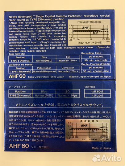 Аудиокассеты Sony AHF 60. япония и европа