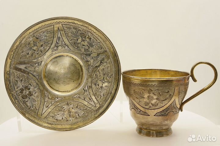 1873г. Элегантная кофейная пара. Серебро 84