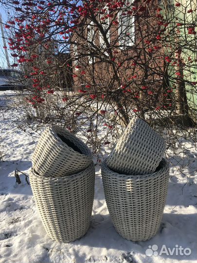 Кашпо для цветов из искусственного ротанга