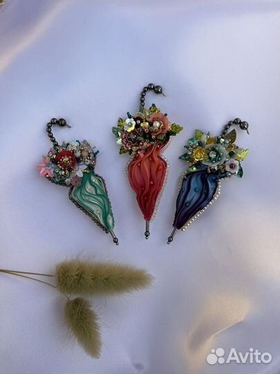 Брошь зонтик ручная работа