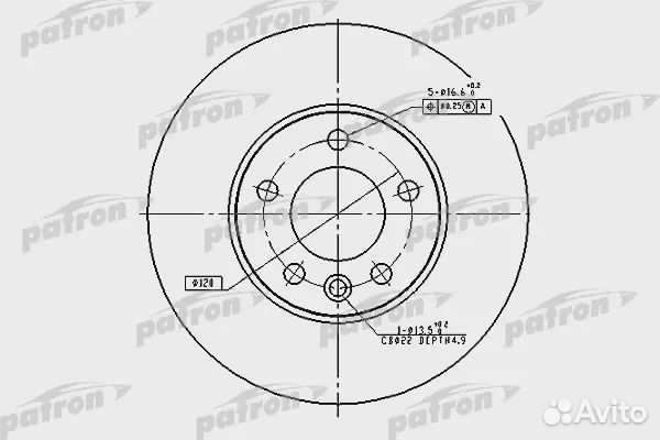 Patron PBD4308 Диск тормозной передн VW:multivan V