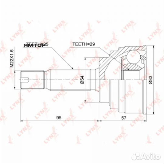 Lynxauto CO3895A шрус внешний перед прав/лев