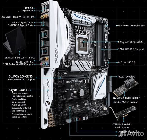 Комплект i7 6700k,asus z170 deluxe, xyper x