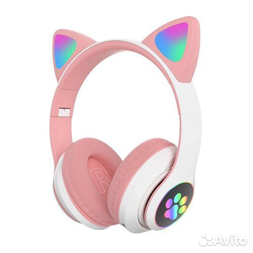 Наушники с ушками headset CAT STN-28 розовый