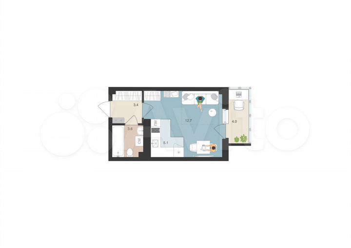 Квартира-студия, 26 м², 8/16 эт.