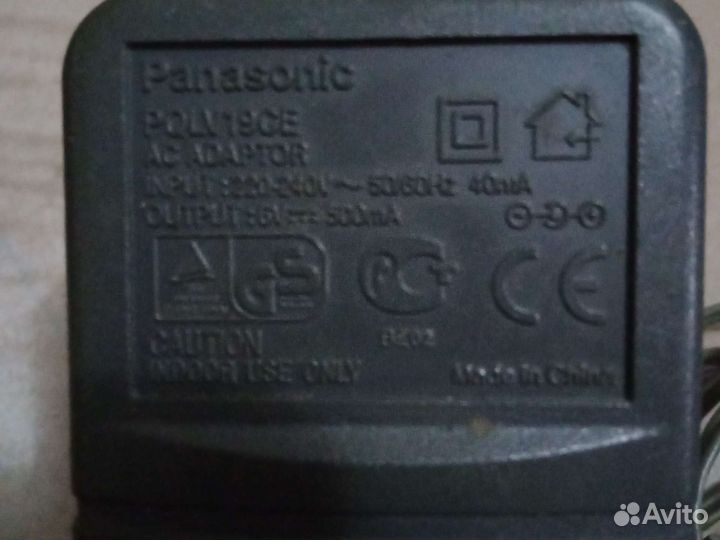 Блок питания Адаптер Panasonic, 6V, 40mA