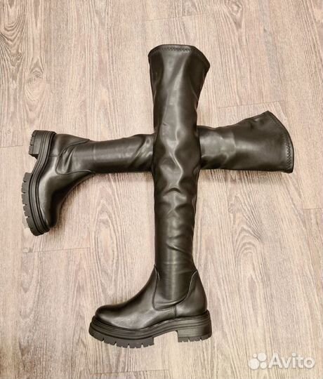 Сапоги ботфорты кожаные