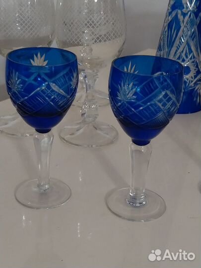 Бокалы, рог, СССР, цветное стекло, хрусталь