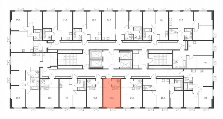 Квартира-студия, 21,6 м², 24/33 эт.