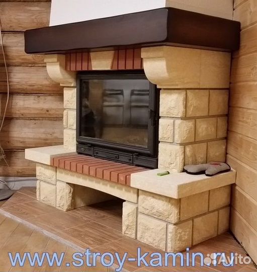 Угловые дровяные камины Кантри из песчаника