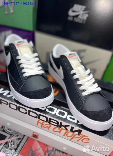 Nike Blazer Low Black White Swoosh (Арт.55219)