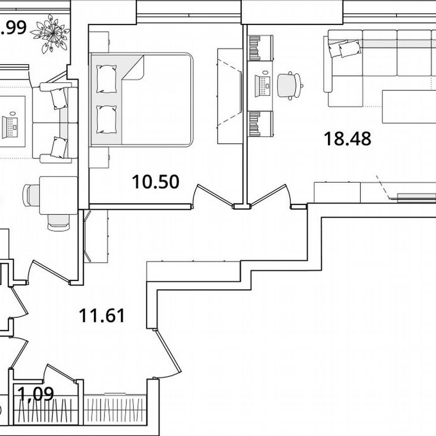 2-к. квартира, 60,3 м², 20/22 эт.