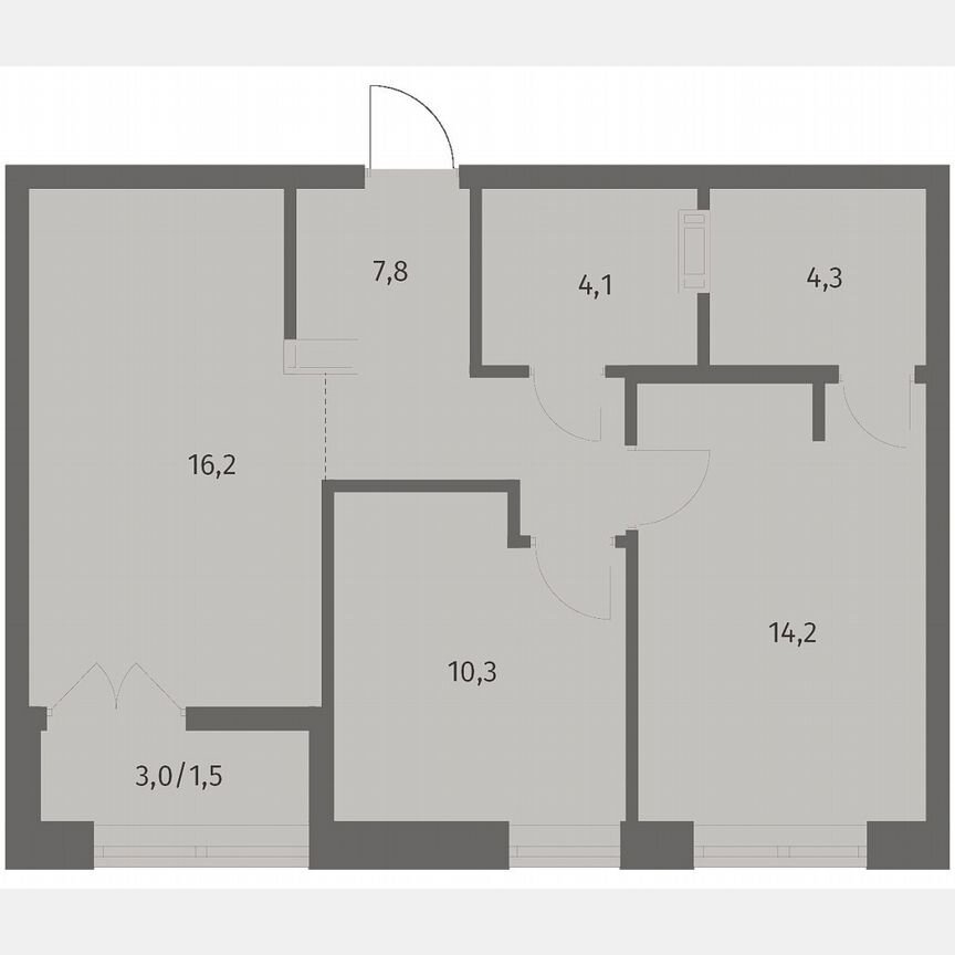 2-к. квартира, 58,4 м², 7/12 эт.