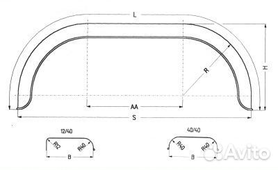 Крыло для прицепа тандем оцинкованное 1550х375х220