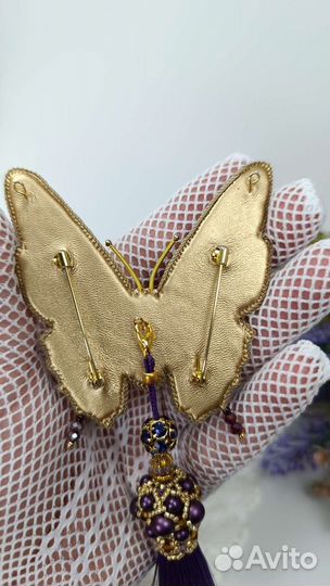 Авторская брошь-кулон с подвеской Бабочка