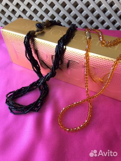 Чехия-ссср Бисер Стеклярус Бусы Ожерелье