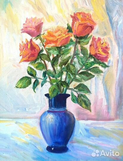 Картина маслом розы