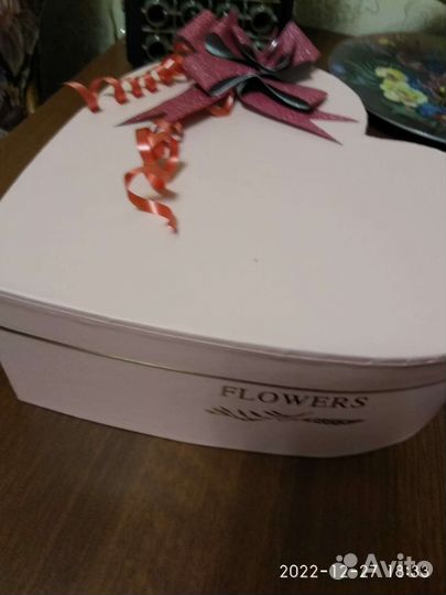 Большая коробка сердце розовая