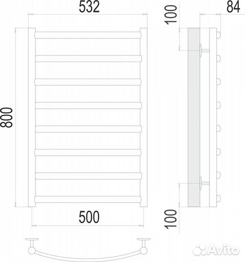 Полотенцесушитель Terminus Атланта+ П8 500х800