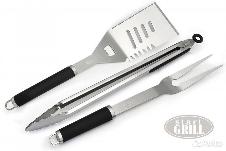 Набор приборов для гриля (лопатка, вилка, щипцы)